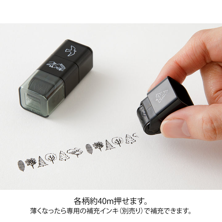 Midori Paintable Stamp Roller - Mountain View — with packaging
