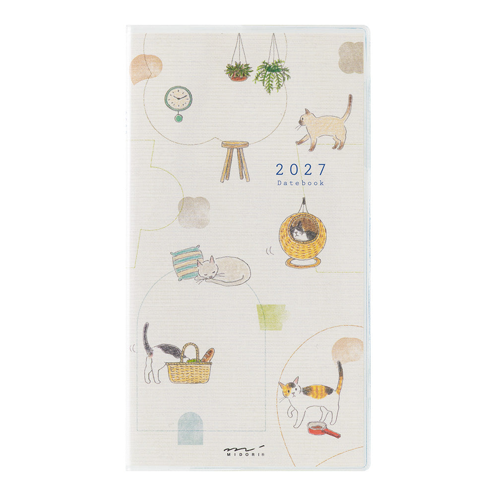 Midori Slim Pocket Diary Cat 2027