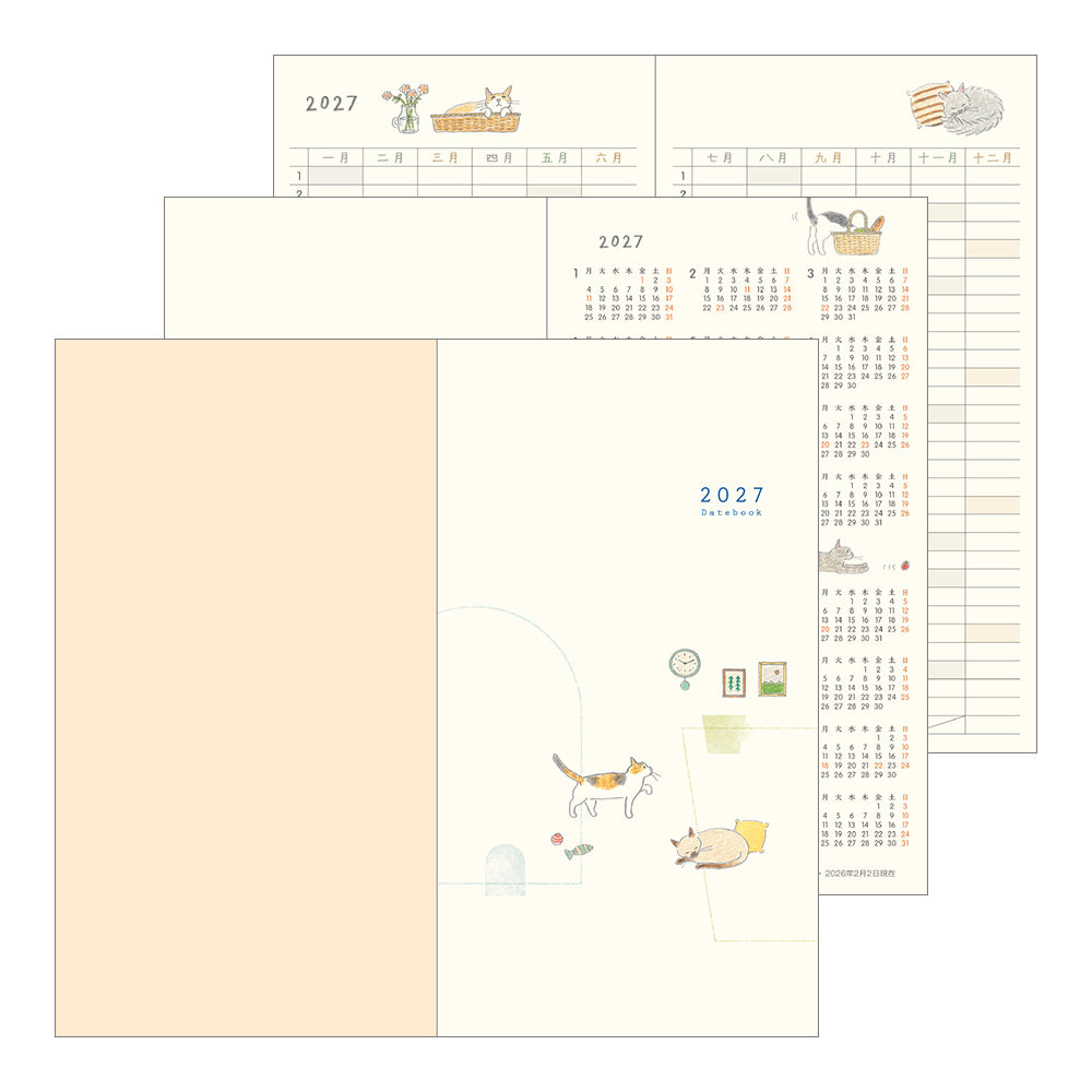 Midori Slim Pocket Diary Cat 2027