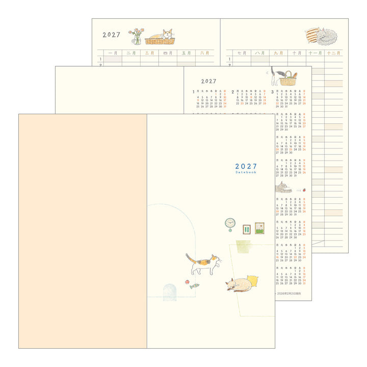 Midori Slim Pocket Diary Cat 2027