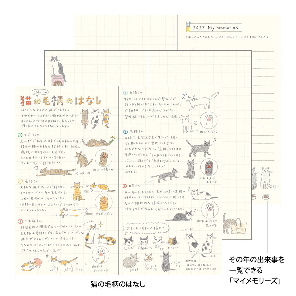 Midori Slim Pocket Diary Cat 2027