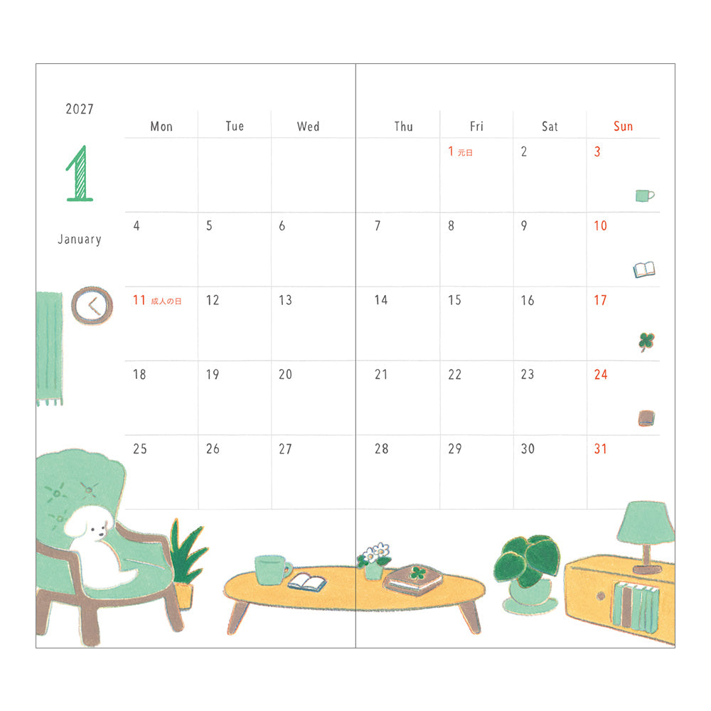 Midori Slim Pocket Diary Dog 2027