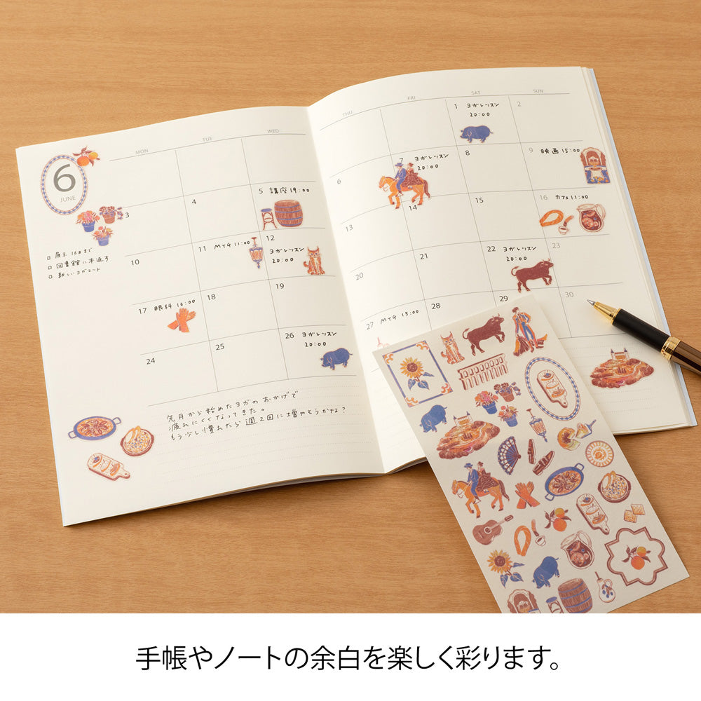 Midori Sticker 2713 Spanish Motifs — with packaging