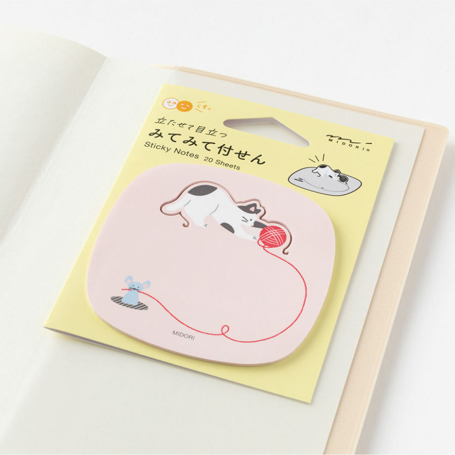 Midori Sticky Notes Pop-up Cat — side view