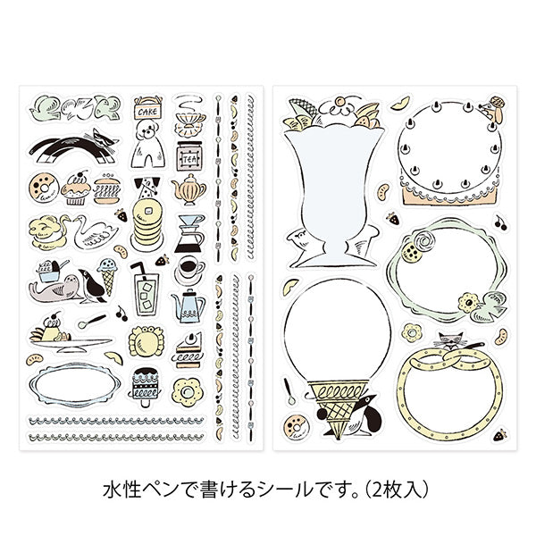 Midori Yuru Log Decoration Sticker 2 Sheets - Sweets &amp; Animals