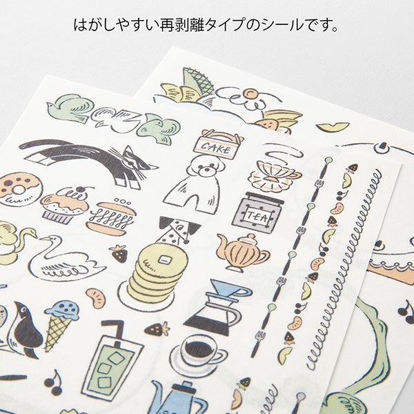 Midori Yuru Log Decoration Sticker 2 Sheets - Sweets &amp; Animals