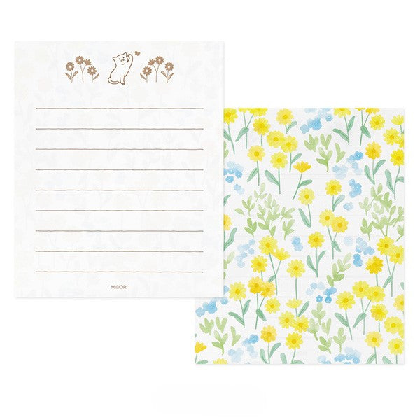 Midori Mini Letter Paper &amp; Envelopes with Stickers 943 For You Cat — detail view