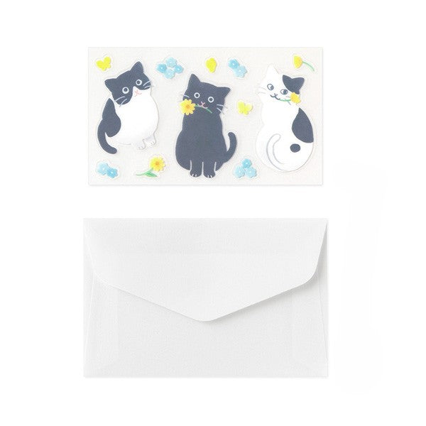 Midori Mini Letter Paper &amp; Envelopes with Stickers 943 For You Cat — with packaging