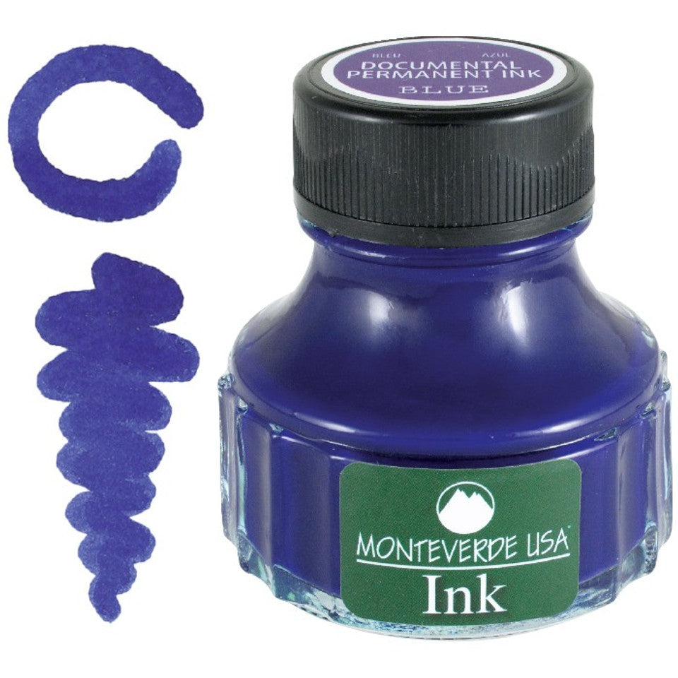 Monteverde 90ml Ink Bottle Document Permanent Blue – front view