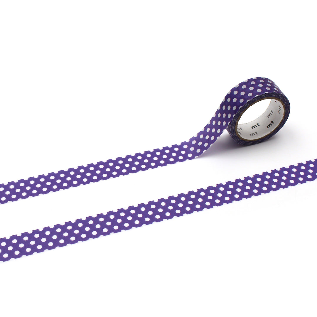 MT 1P Dot Washi Tape Deep Purple – dark purple dotted Japanese washi tape roll.