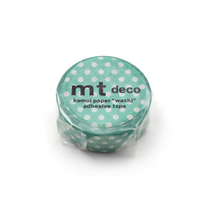 MT 1P Dot Washi Tape Emerald Green – green dotted Japanese washi tape roll.