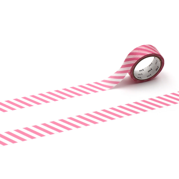 MT 1P Stripe Washi Tape Aurora Pink – pink gradient striped washi tape roll.