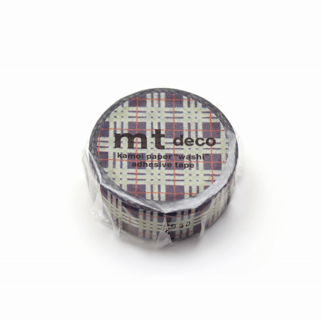 MT 1P Washi Tape - Hand Drawn Tartan Check Navy