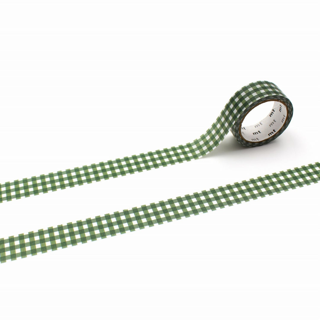 MT 1P Washi Tape - Line Gingham Check Green