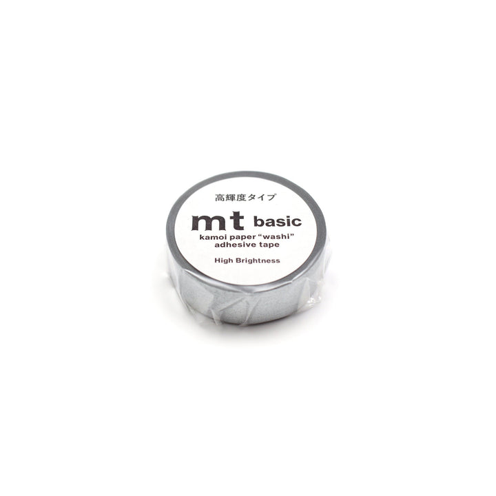 MT Basic washi tape high brightness silver 7m roll in its packaging