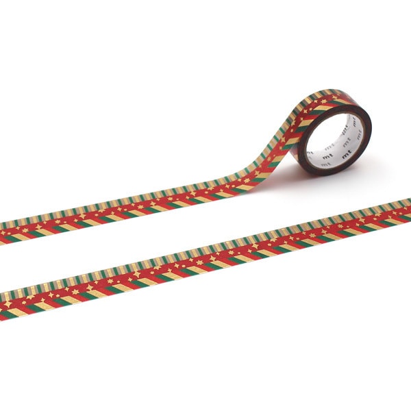 Load image into Gallery viewer, MT Christmas 2025 Washi Tape Happy Color Pattern – colorful festive pattern on 15mm washi tape roll.
