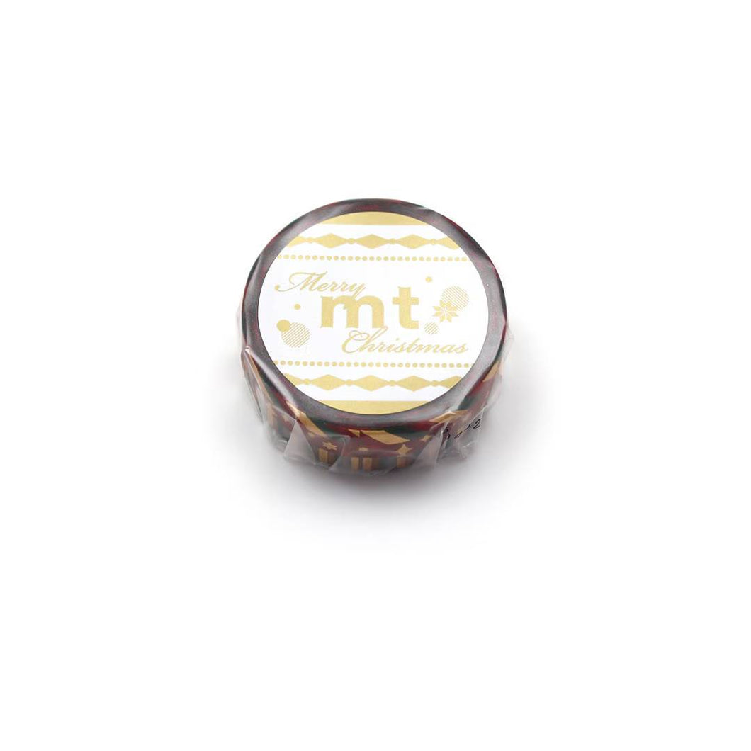 MT Christmas 2025 Washi Tape Happy Color Pattern – colorful festive pattern on 15mm washi tape roll.
