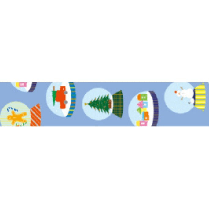 MT Christmas 2025 washi tape Snow Globe Christmas, flat strip showing the full snow globe pattern