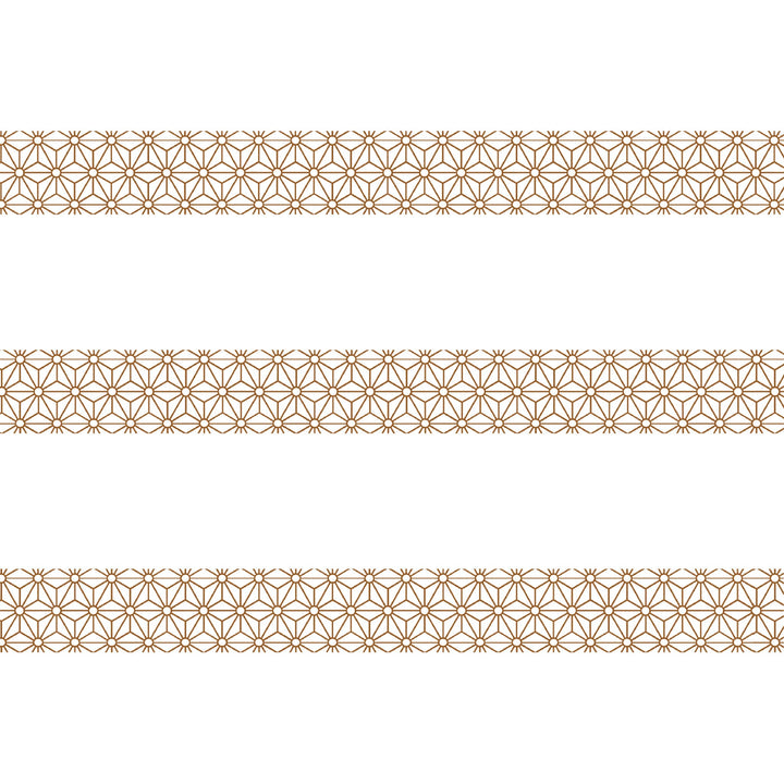 MT Deco Asanoha Sinchu washi tape, three strips showing the brass-coloured hemp leaf pattern