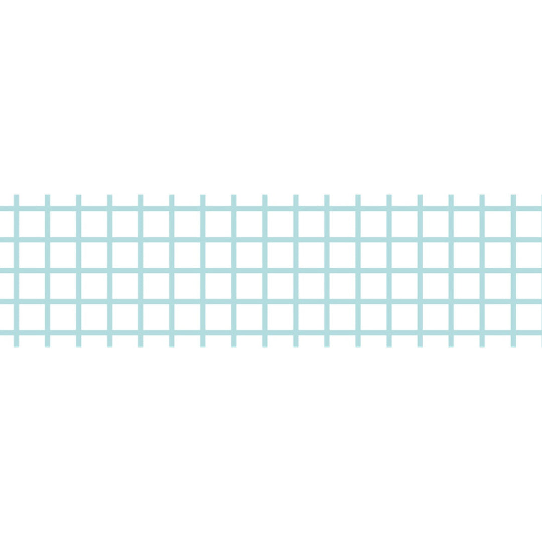 MT Deco washi tape Hougan Mint Blue, unrolled strip showing the mint blue grid pattern