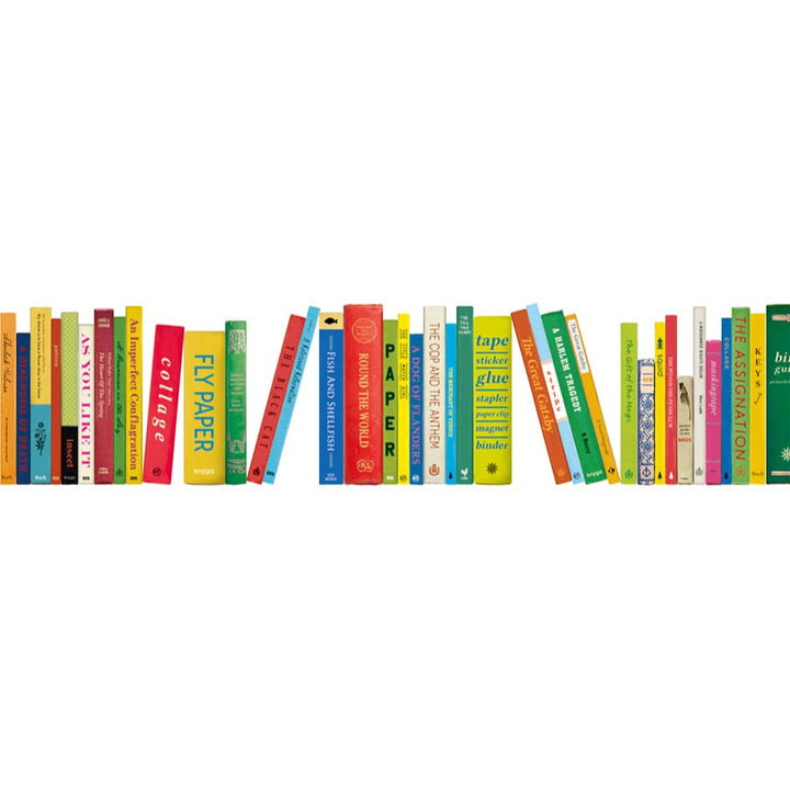 MT EX washi tape Books, flat pattern swatch of the colourful bookshelf print