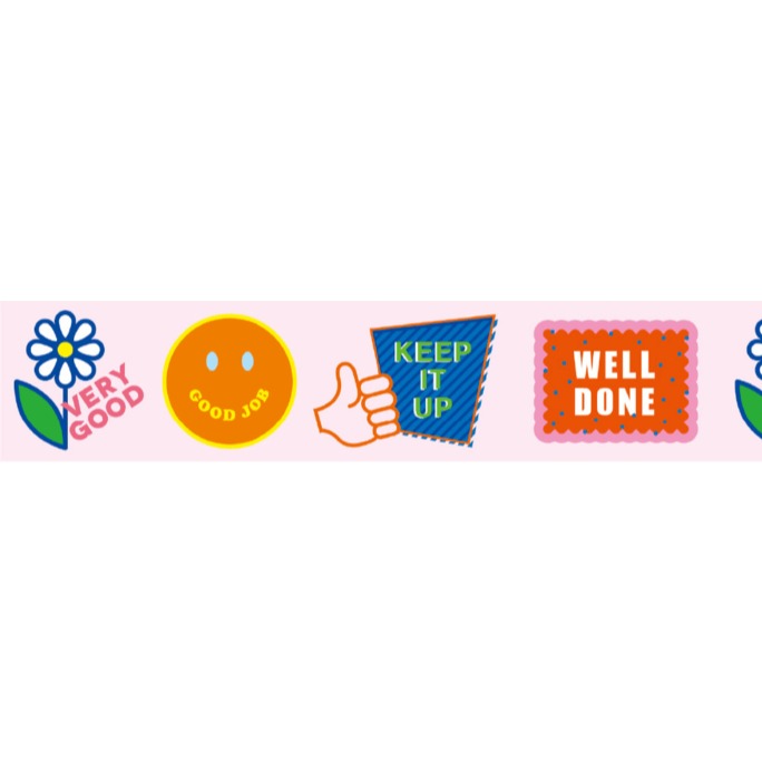 MT EX washi tape Good Job, flat view of the printed design pattern