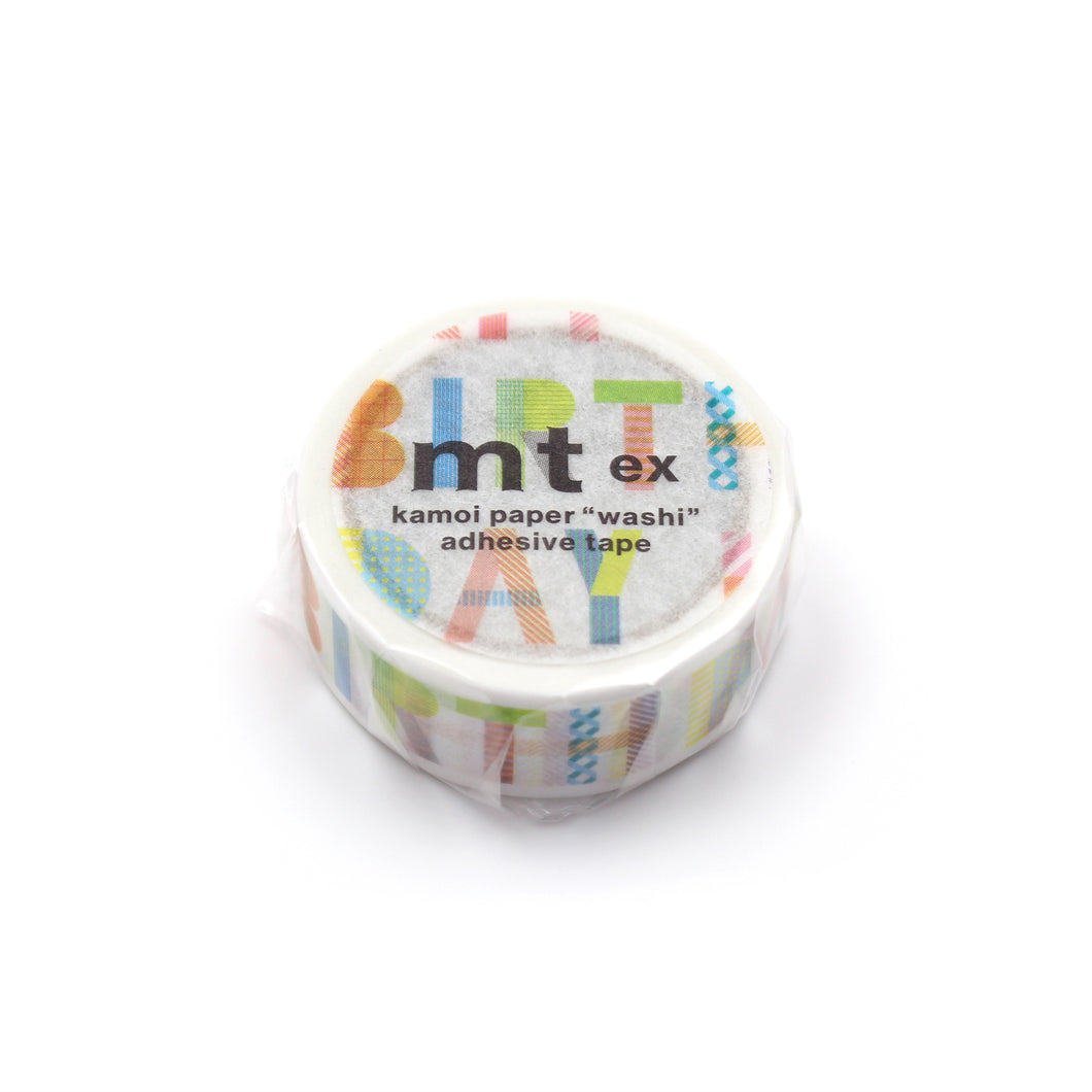 MT EX Washi Tape Happy Birthday – colorful washi tape with happy birthday lettering.