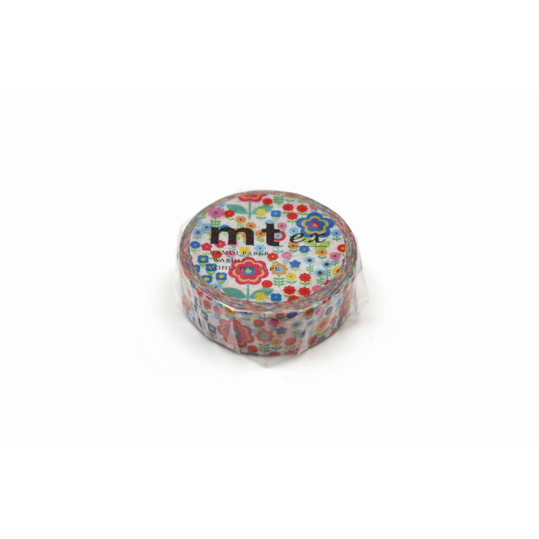 MT EX washi tape Mini Flower Garden, packaged roll viewed from the side
