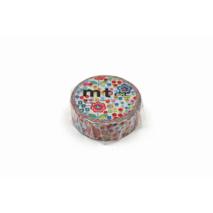 MT EX washi tape Mini Flower Garden, packaged roll viewed from the side