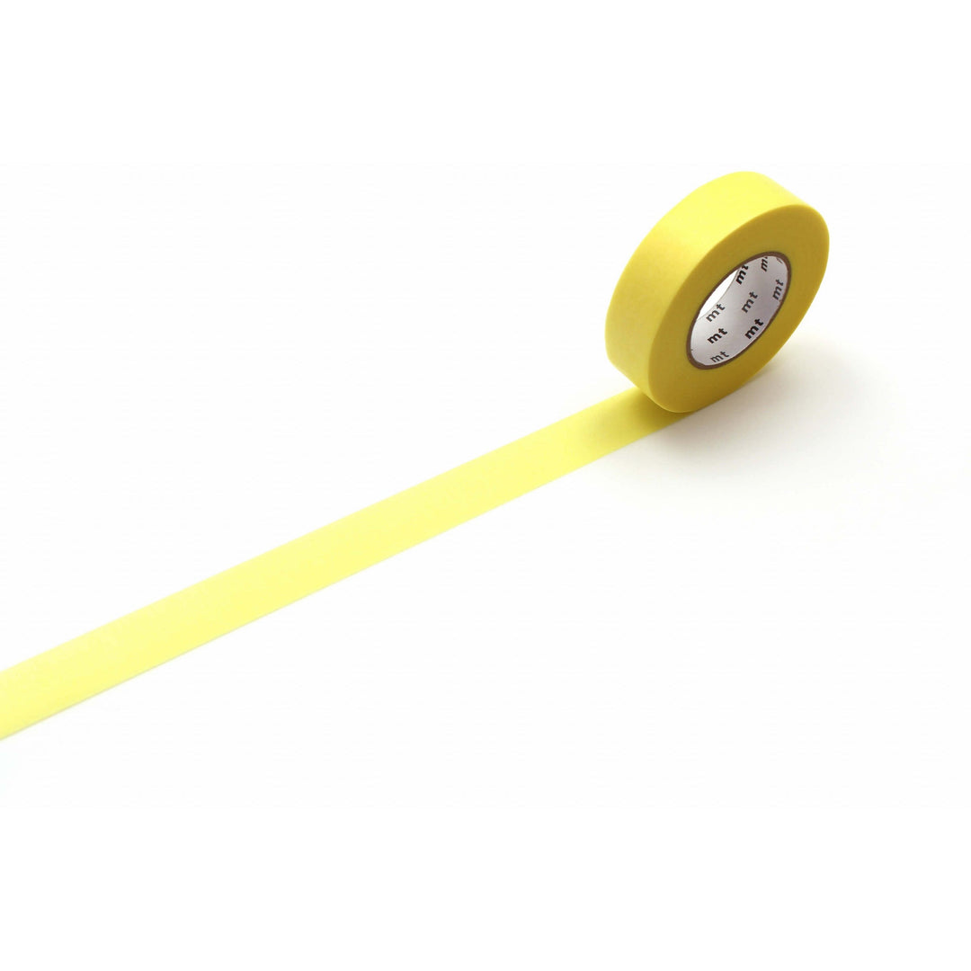MT Ganshin washi tape in Yellow, roll with a length of tape unrolled