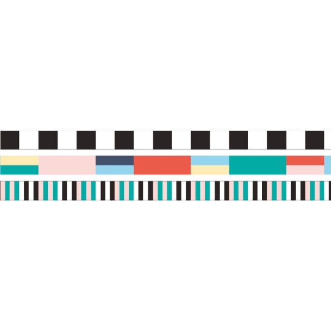 MT Slim x Papier Tigre washi tape Rubans, close-up of the three 6mm tape patterns