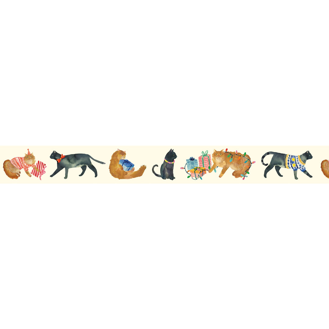 MT x Bluebellgray washi tape Party Cats, full design artwork of the cat pattern