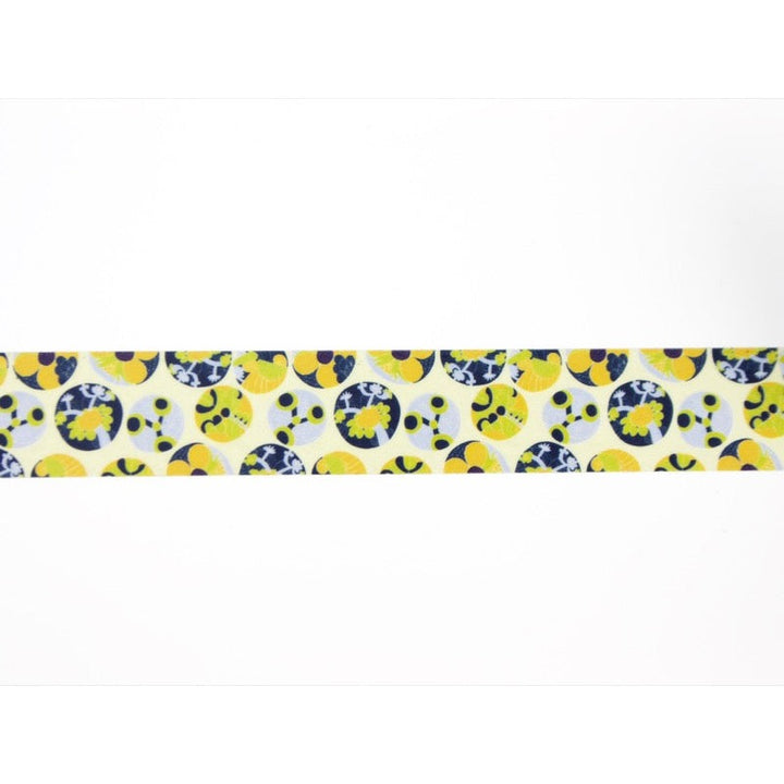 MT x Lisa Larson Succulent washi tape, unrolled strip showing the yellow and blue succulent pattern
