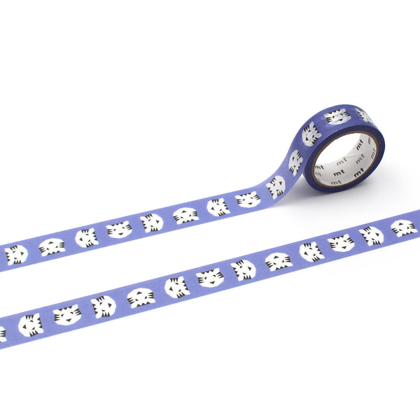 Load image into Gallery viewer, MT × Papier Tigre Washi Tape Tigre Blue – geometric blue-patterned Japanese washi tape collaboration with Papier Tigre Paris.
