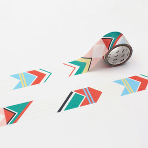MT × Papier Tigre Write and Draw Washi Tape – Etiquette featuring colorful geometric patterns with lined sections for writing and drawing on Japanese washi paper.