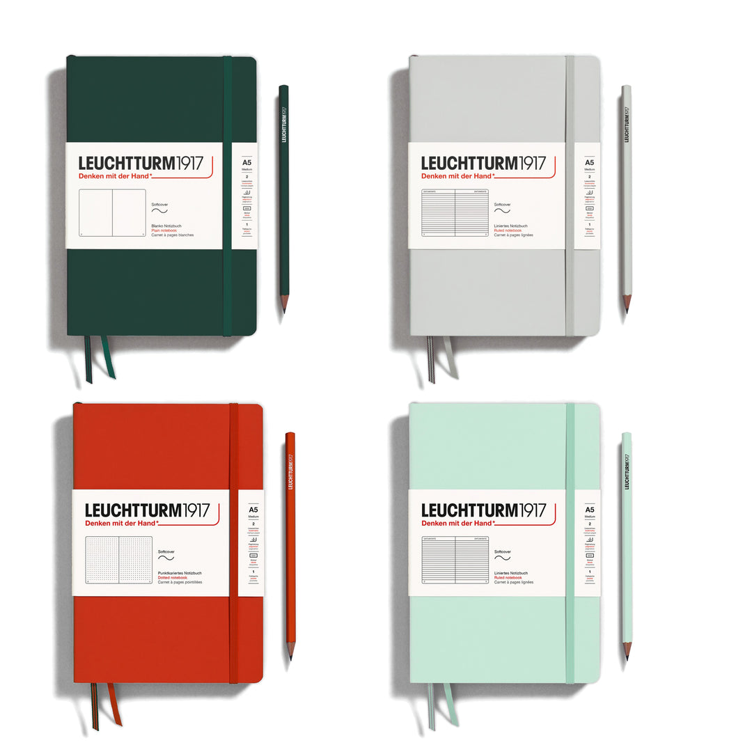 Leuchtturm1917 Natural Colours A5 Medium Softcover Notebook in Dotted / Mint Green — Leuchtturm1917 notebook — quality writing journal with premium paper, at Cityluxe Singapore stationery store