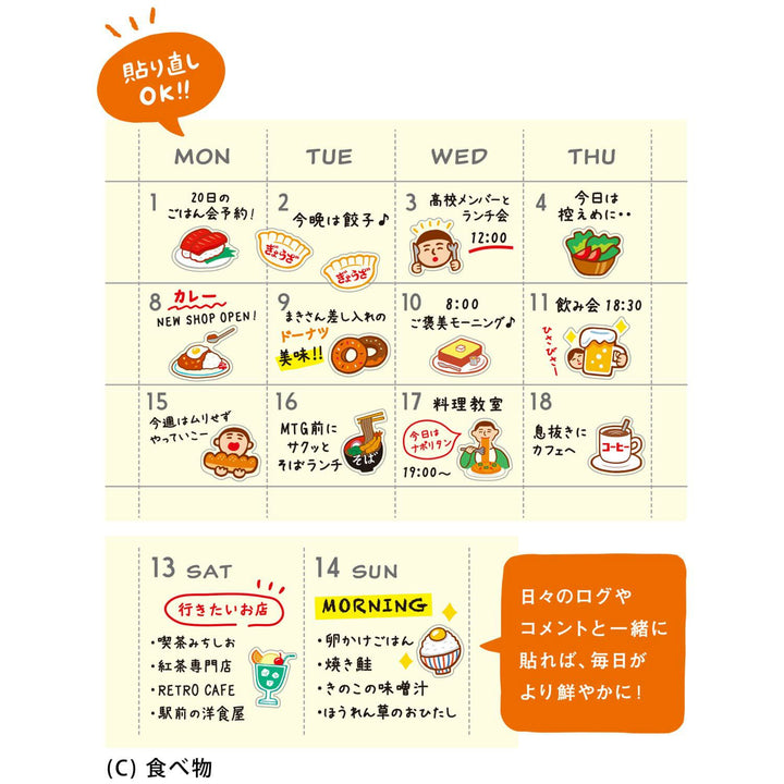 New Retro Diary Stickers C – Foods – retro-style food and drink stickers for planners and scrapbooks.