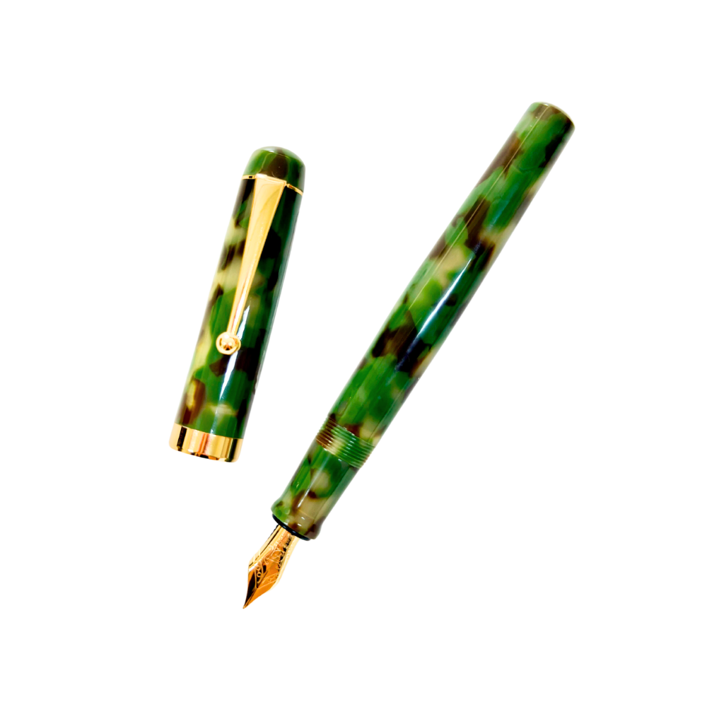 Onishi Hand Made Fountain Pen-Large Schmidt Steel - Matcha Green