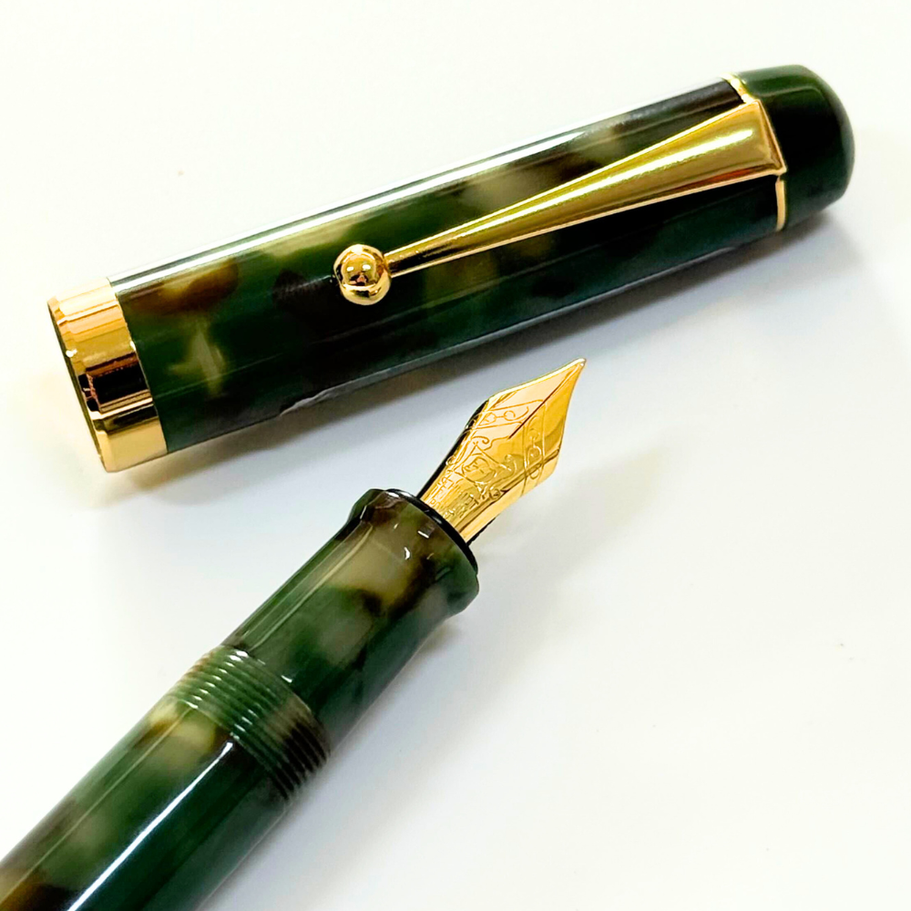 Onishi Hand Made Fountain Pen-Large Schmidt Steel - Matcha Green