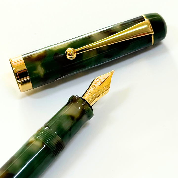 Onishi Hand Made Fountain Pen-Large Schmidt Steel - Matcha Green