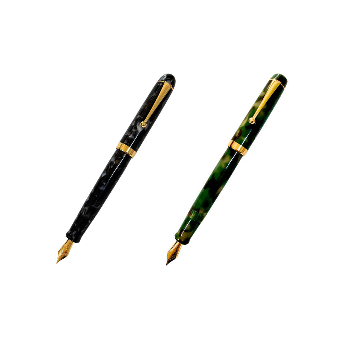 Onishi Hand Made Fountain Pen-Large Schmidt Steel - Matcha Green