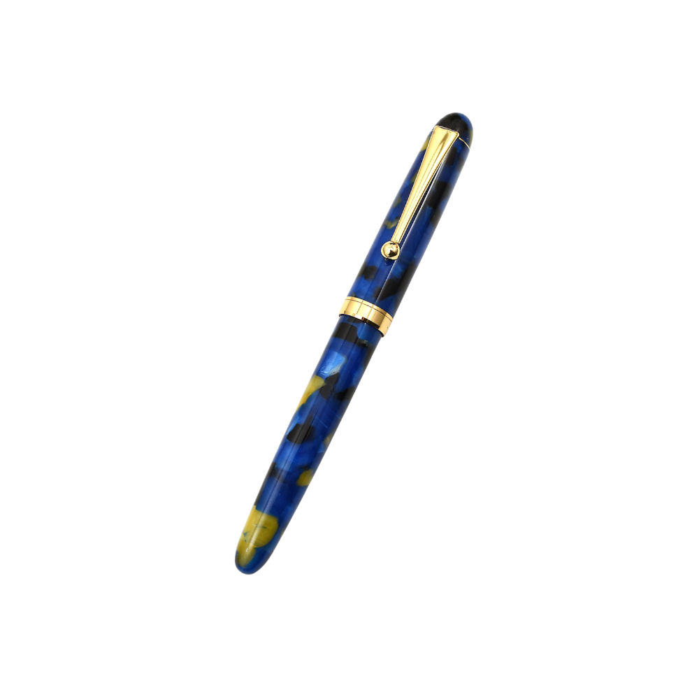 Onishi Hand Made Fountain Pen-Standard Schmidt Steel - Twilight Glow — uncapped with cap posted