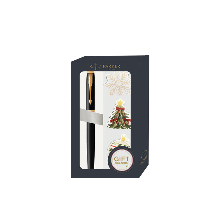 Parker IM Black GT RB with 3 Xmas Magnet Gift Set — front view