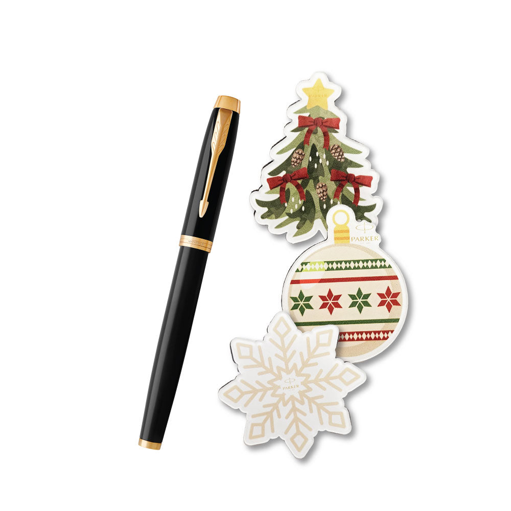 Parker IM Black GT RB with 3 Xmas Magnet Gift Set — side view