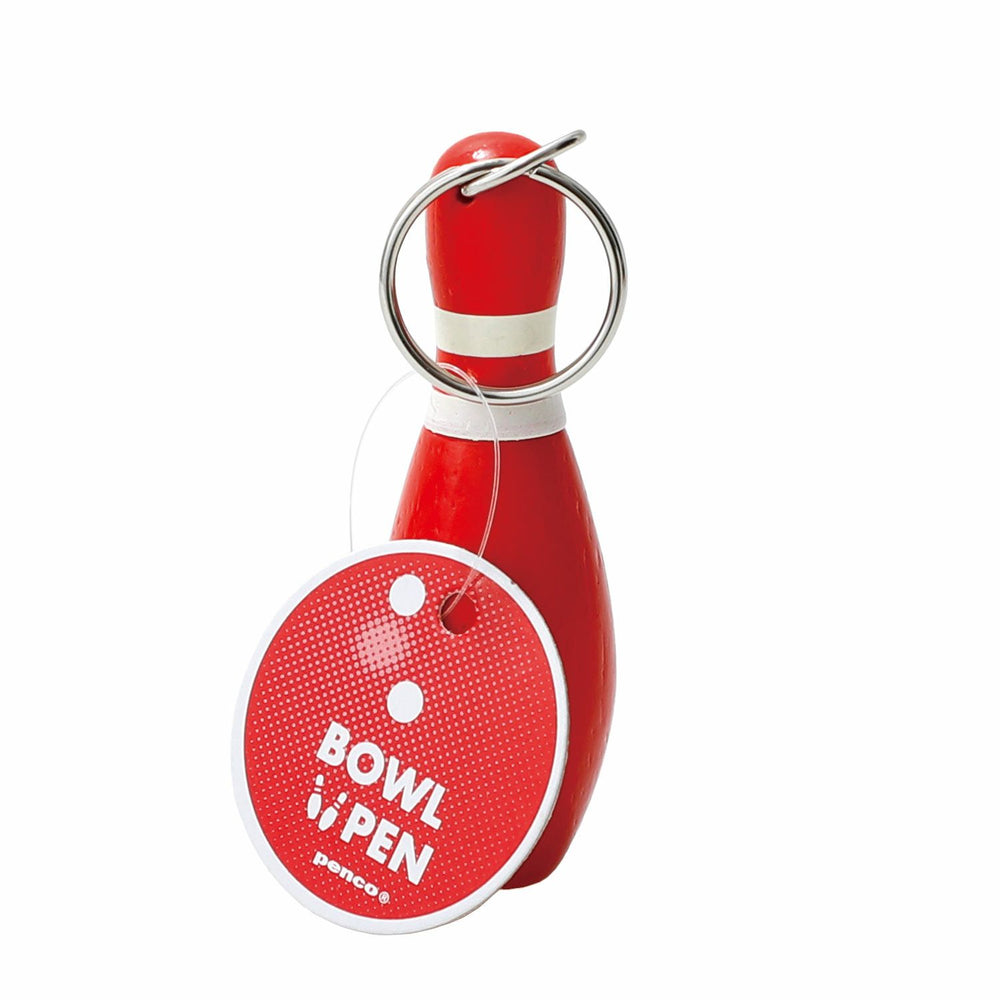 Penco Bowl-point Pen Red bowling pin keychain pen wooden 0.8mm ballpoint.