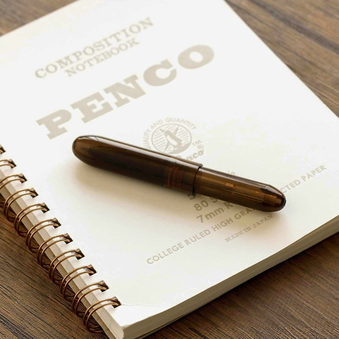 Penco Bullet Ballpoint Pen Light Clear Brown compact Japanese bullet-style pen.