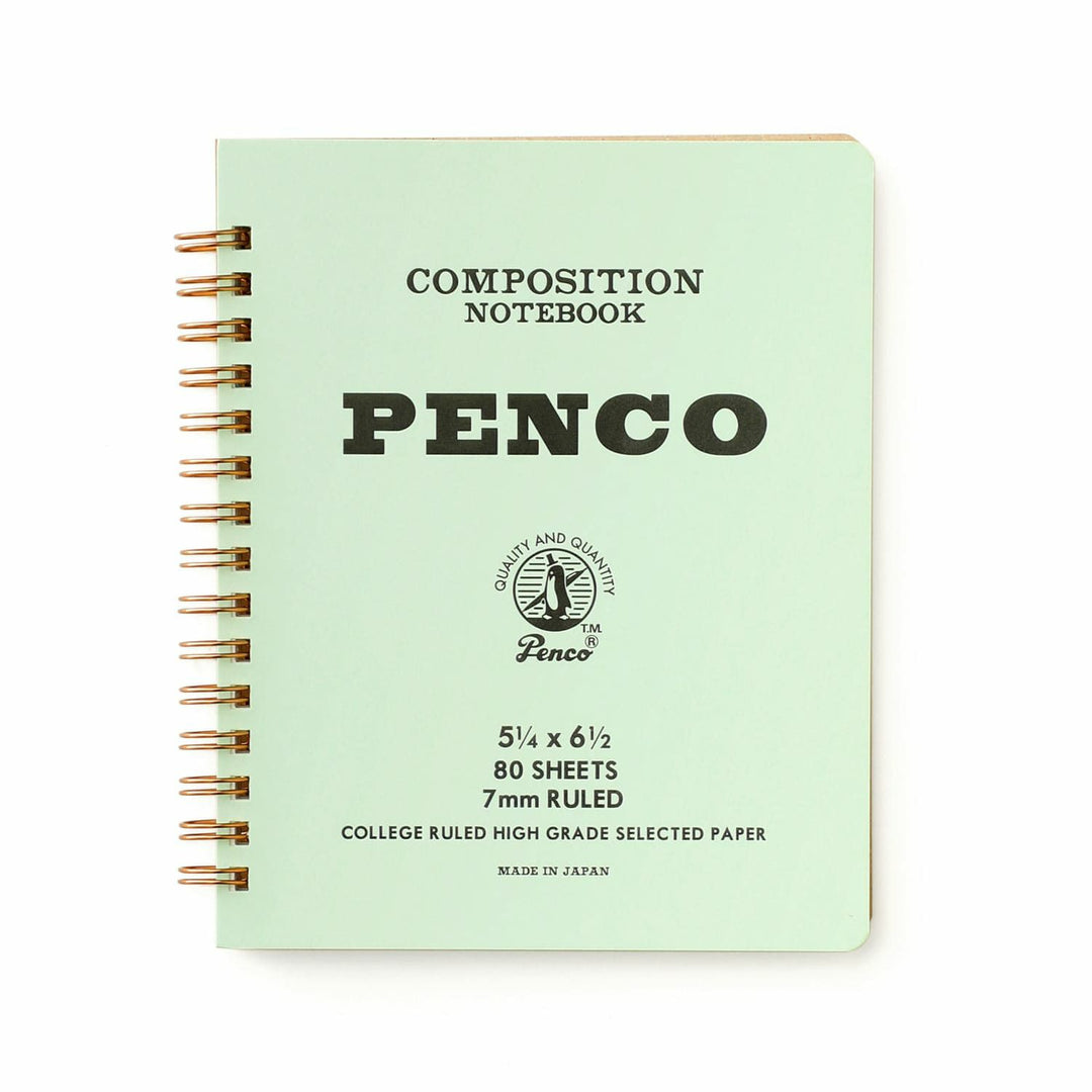 Penco Coil Notebook Medium – Mint – retro-style ring notebook with lined pages and mint green cover.