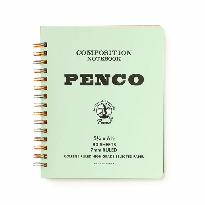 Penco Coil Notebook Medium – Mint – retro-style ring notebook with lined pages and mint green cover.