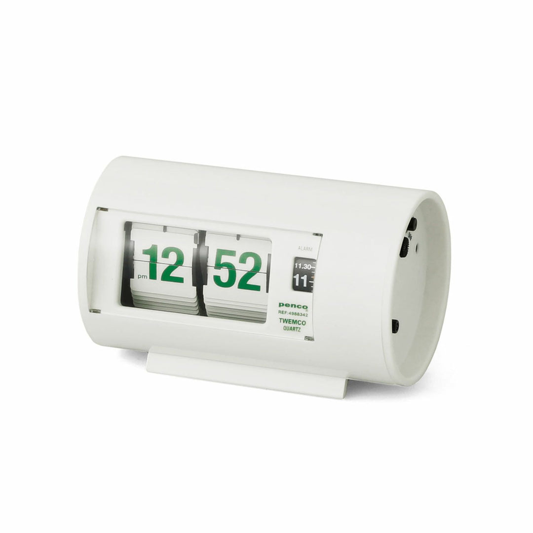 Penco Desk Clock White TWEMCO retro flip alarm clock vintage design.