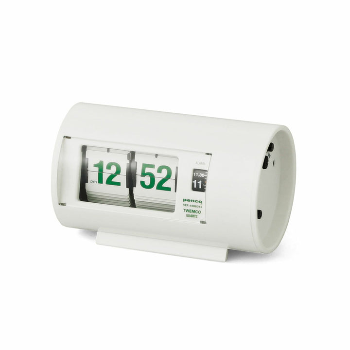 Penco Desk Clock White TWEMCO retro flip alarm clock vintage design.